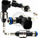 Multi-angle collage of rebuilt GM 12634126 GDI fuel injector close-up views