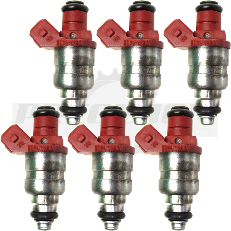 Set of 6 Rebuilt Genuine Audi VW 078133551BA 1996-2001 2.8L DOHC Red Fuel Injectors Injection Valve