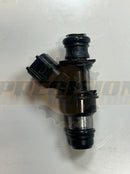 Left-side view of the 12568557 fuel injector showing the angled electrical connector and sealing rings