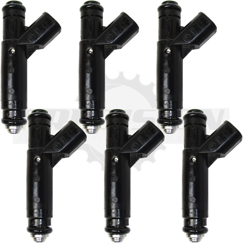 Set of 6 Rebuilt 1999-2004 Genuine Siemens Upgrade 4 Hole Nozzle Replaces YR3Z-9F593-AA Siemens YR3E-A6A YR3E-A4A 4.2L 3.8L V6 OHV Fuel Injectors