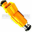 Top view highlighting connector pins on Ford F6VE-A5A fuel injector