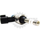 Close-up of GM 12634126 GDI fuel injector spray nozzle showing 6-hole tip design