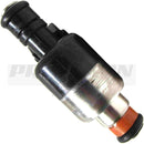 Back profile of rebuilt Rochester 17091654 fuel injector showing detailed housing and new O-rings